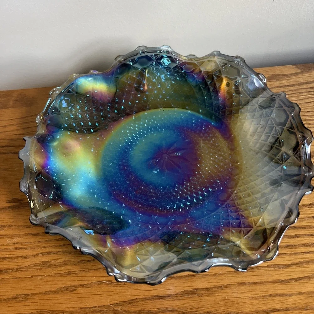 Vintage Indiana Blue Carnival Glass 10